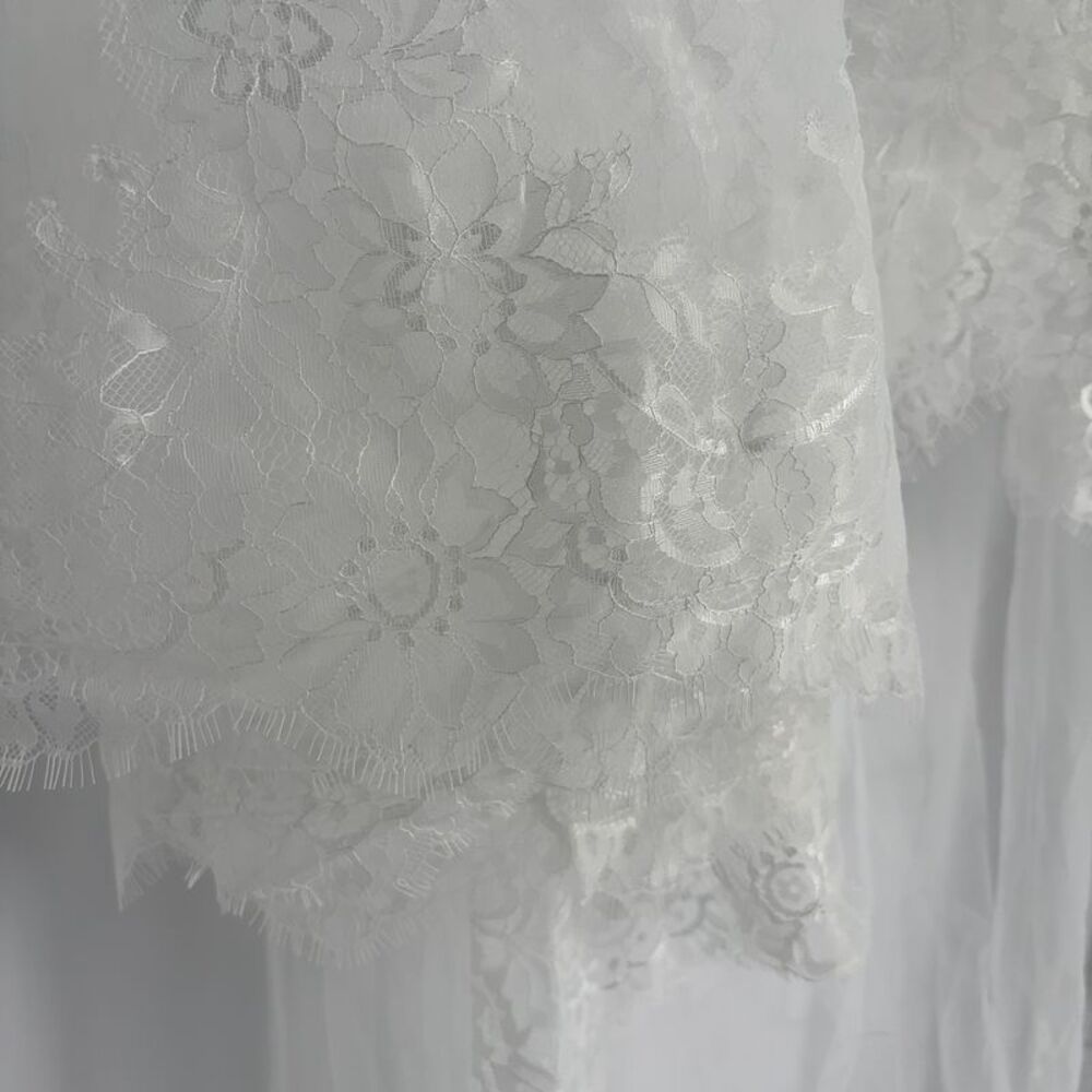 Mabella Chic White Fluffy French Wedding Veil